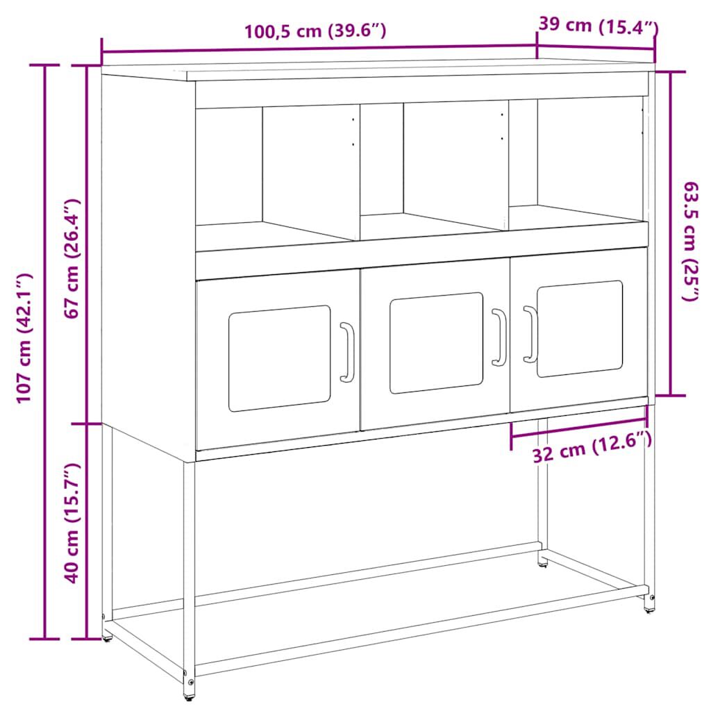vidaXL Ντουλάπι Ροζ 100,5x39x107 εκ. από Χάλυβα Ψυχρής Έλασης