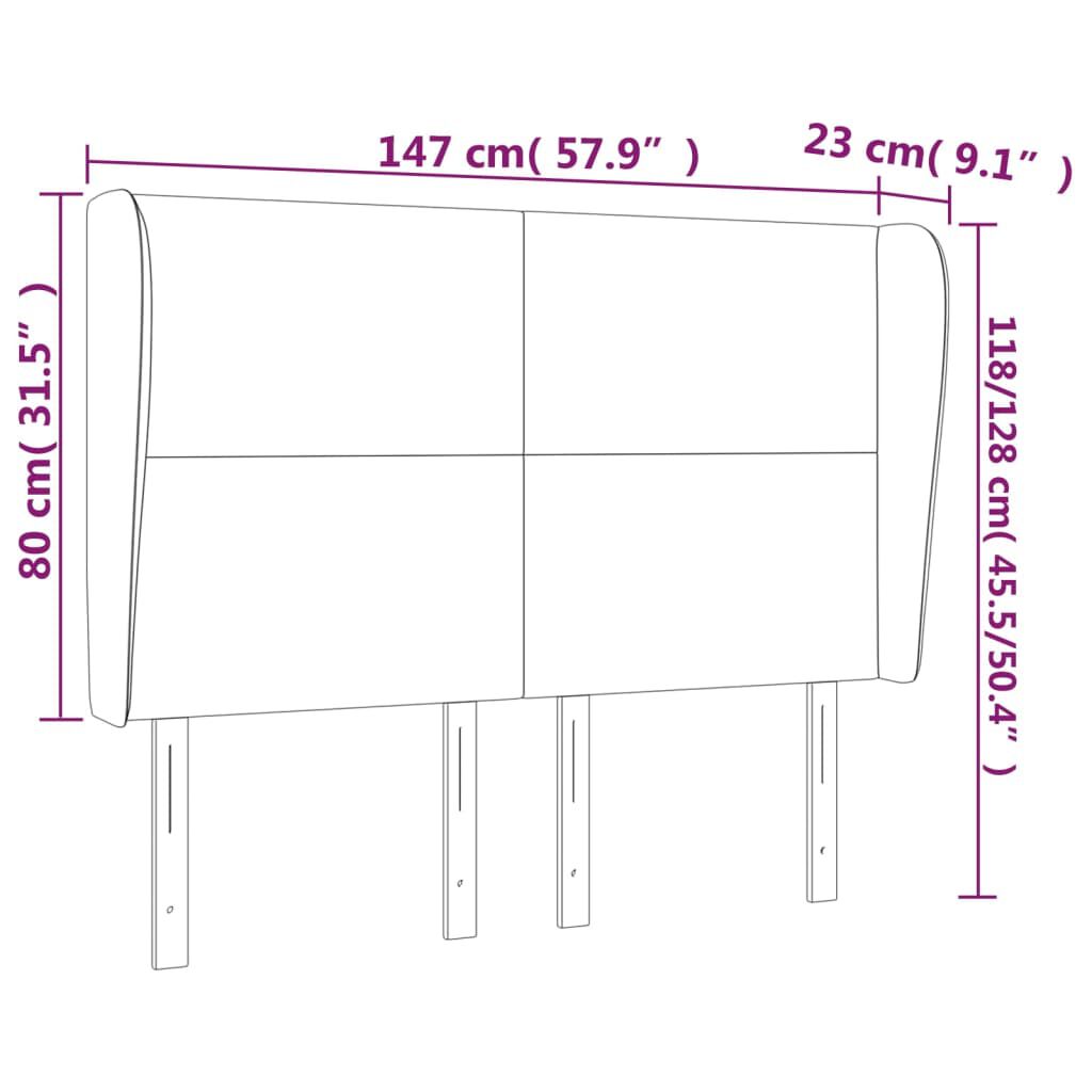 vidaXL Κεφαλάρι με Πτερύγια Μαύρο 147x23x118/128 εκ. Υφασμάτινο