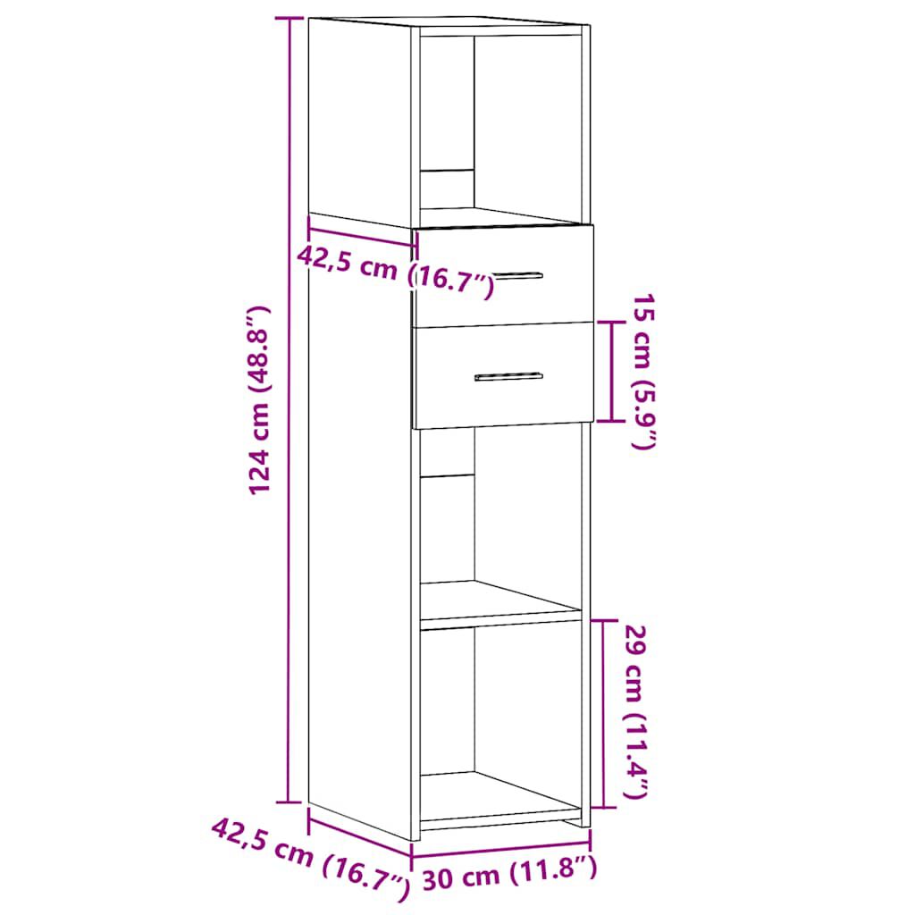 vidaXL Ντουλάπι Γκρι Sonoma 30x42,5x124 εκ. από Επεξεργασμένο Ξύλο