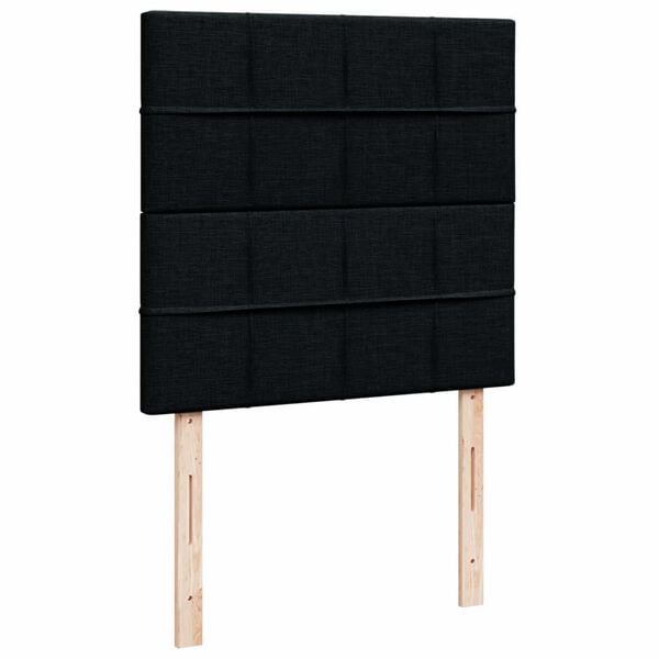 vidaXL Κρεβάτι Boxspring με Στρώμα Μαύρο 90x200 εκ. Υφασμάτινο