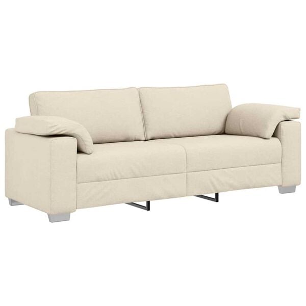 vidaXL Καναπές με μαξιλάρι με μαξιλάρι Μπεζ 219 x 77 x 82 εκ Λινό