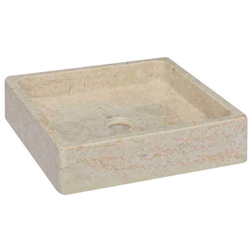 vidaXL Νιπτήρας Κρεμ 40 x 40 x 10 εκ. Μαρμάρινος