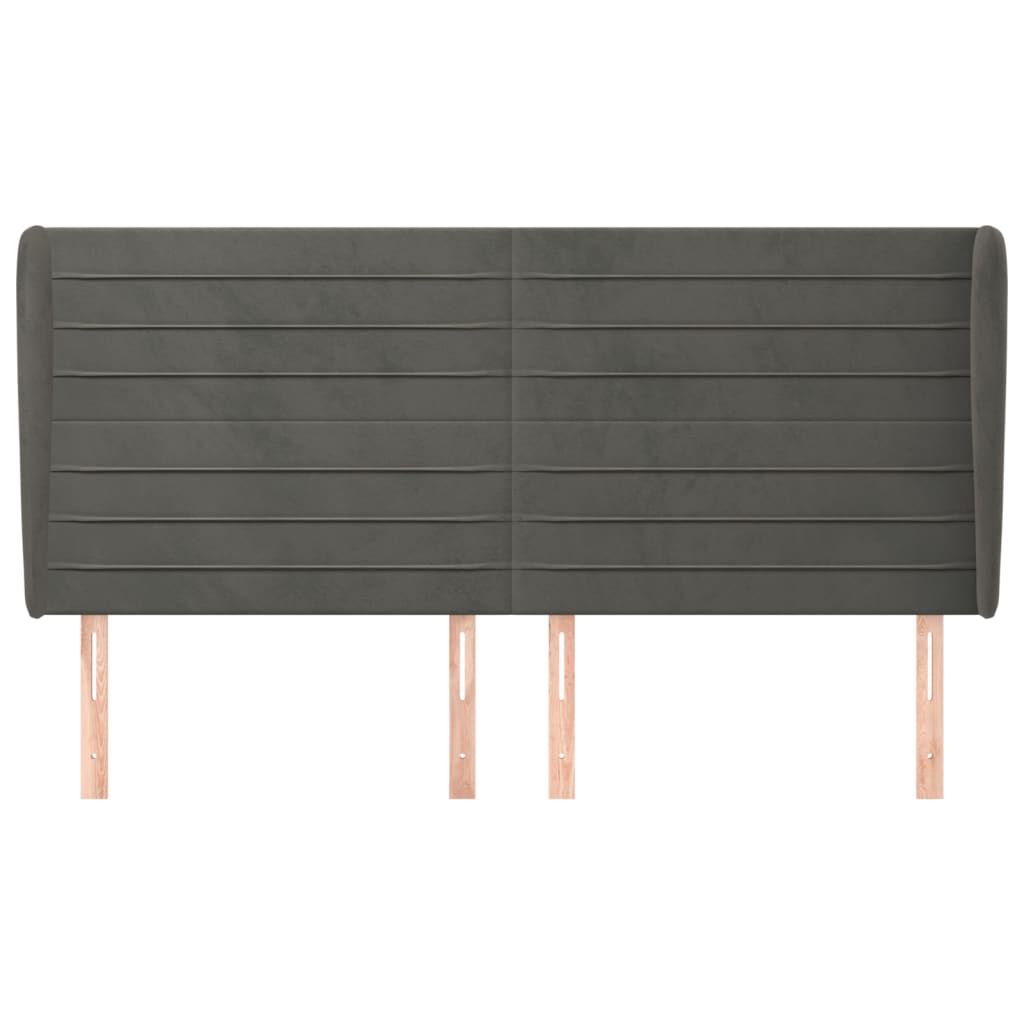 vidaXL Κεφαλάρι με Πτερύγια Σκούρο Γκρι 163x23x118/128 εκ. Βελούδινο