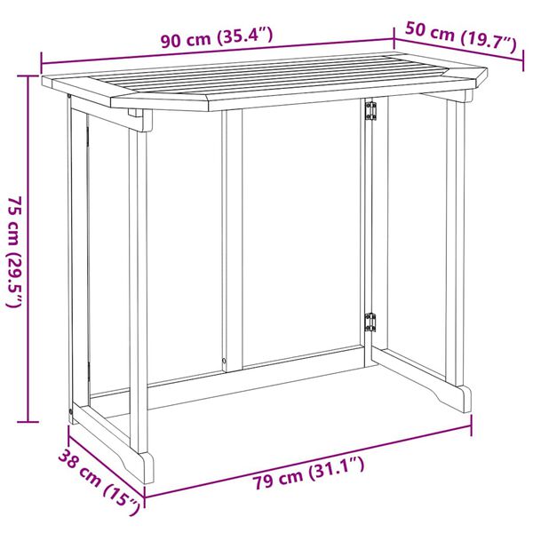 vidaXL Τραπέζι Bistro 90 x 50 x 75 εκ. από Μασίφ Ξύλο Ακακίας