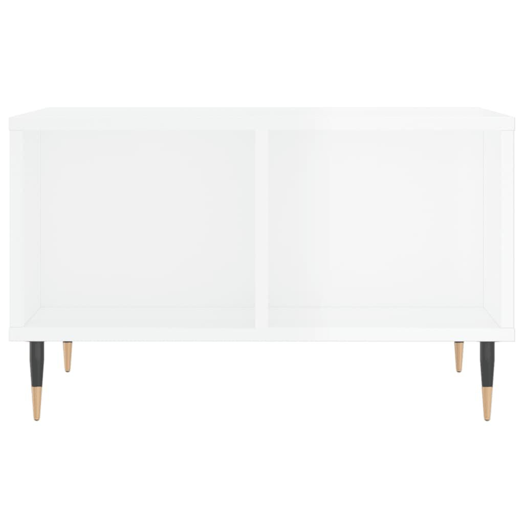 vidaXL Τραπεζάκι Σαλονιού Γυαλ. Λευκό 60x50x36,5 εκ. Επεξεργ. Ξύλο