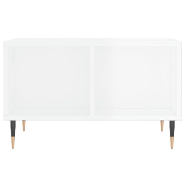 vidaXL Τραπεζάκι Σαλονιού Γυαλ. Λευκό 60x50x36,5 εκ. Επεξεργ. Ξύλο