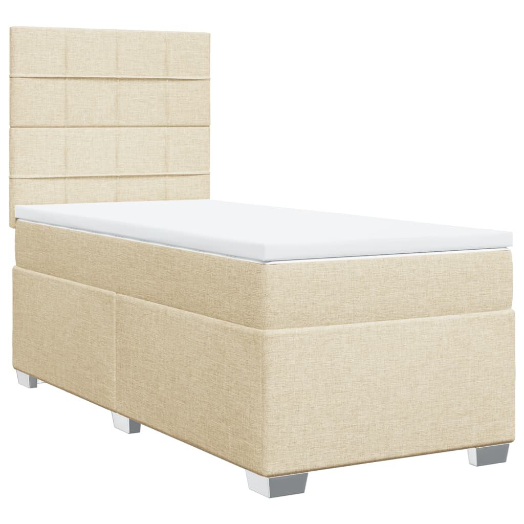 vidaXL Κρεβάτι Boxspring με Στρώμα Κρεμ 90x200 εκ.Υφασμάτινο
