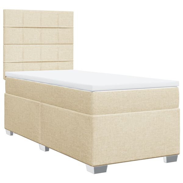 vidaXL Κρεβάτι Boxspring με Στρώμα Κρεμ 90x200 εκ.Υφασμάτινο