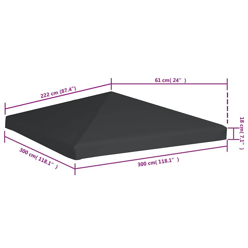 vidaXL Κάλυμμα για Κιόσκι Γκρι 3 x 3 μ. 310 γρ./μ²