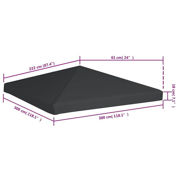 vidaXL Κάλυμμα για Κιόσκι Γκρι 3 x 3 μ. 310 γρ./μ²