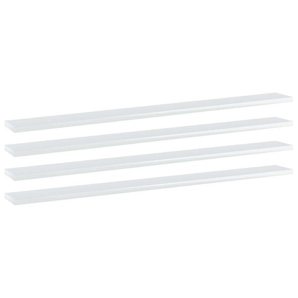 vidaXL Ράφια Βιβλιοθήκης 4 τεμ. Γυαλ. Λευκό 100x10x1,5 εκ. Επεξ. Ξύλο