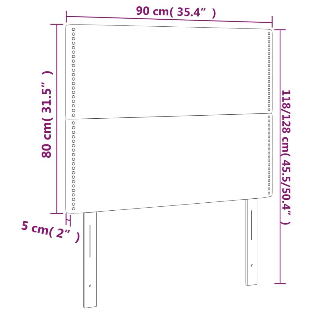 vidaXL Κεφαλάρια Κρεβατιού 2 τεμ. Σκούρο Γκρι 90x5x78/88 εκ. Βελούδινο