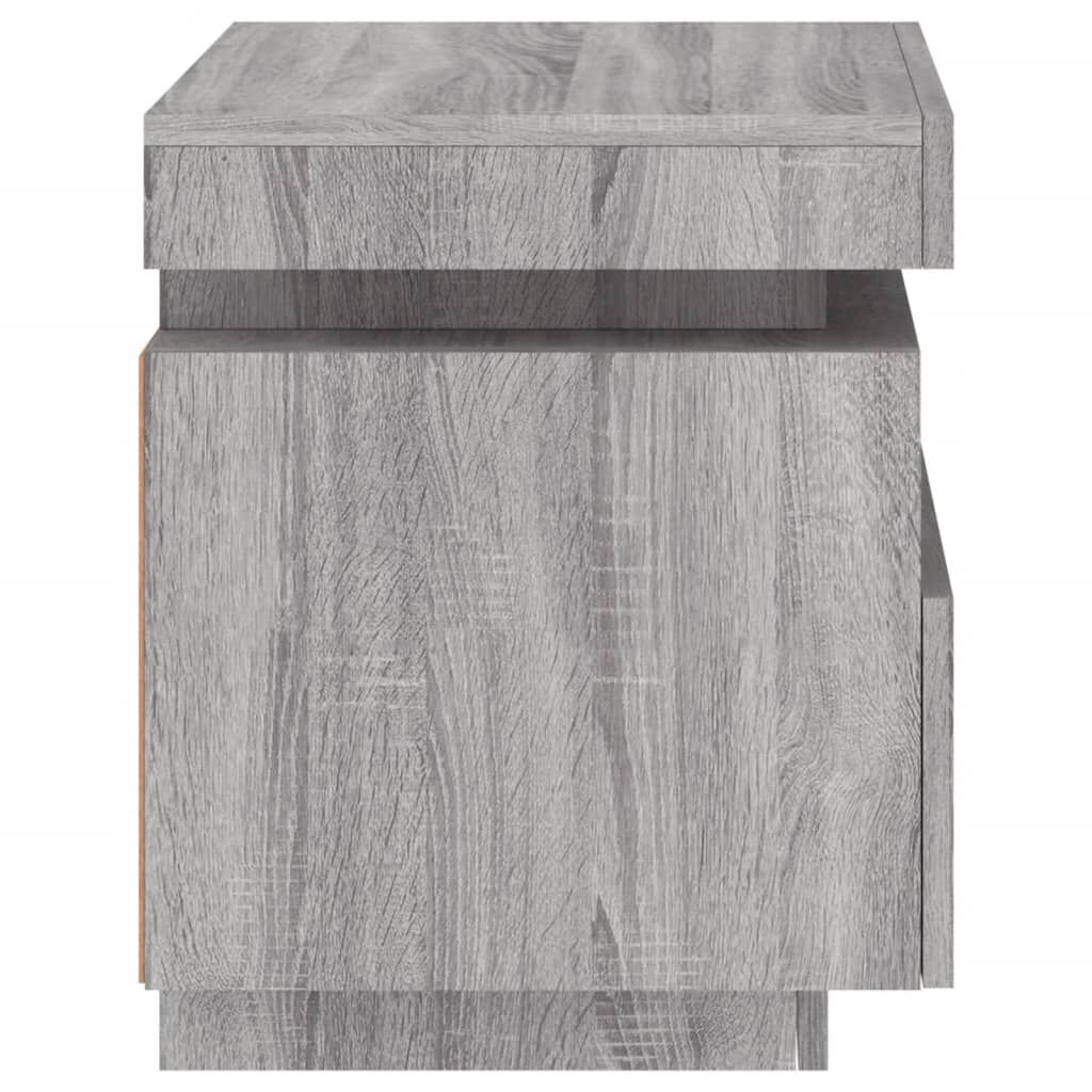 vidaXL Κομοδίνα με Φώτα LED 2 τεμ. Γκρι Sonoma 40x39x48,5 εκ.