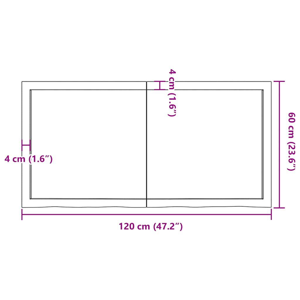 vidaXL Ράφι Τοίχου Σκούρο Καφέ 120x60x(2-4) εκ. Επεξ. Μασίφ Ξύλο Δρυός