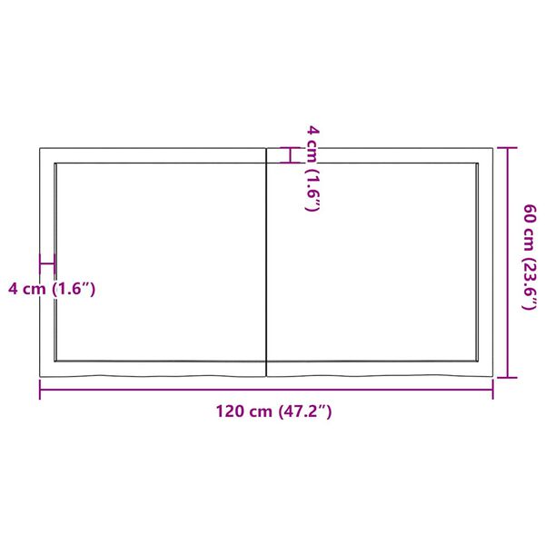 vidaXL Ράφι Τοίχου Σκούρο Καφέ 120x60x(2-4) εκ. Επεξ. Μασίφ Ξύλο Δρυός