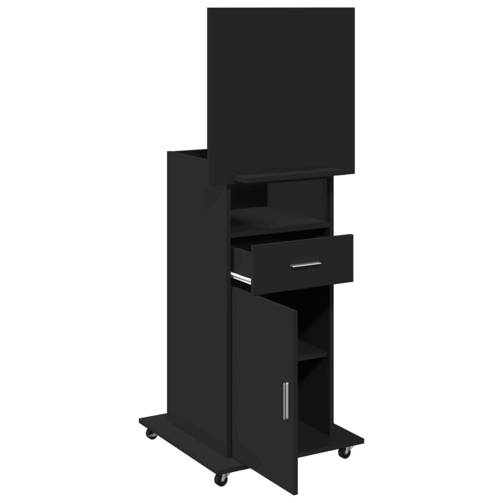 vidaXL Αναλόγιο με Ροδάκια & Συρτάρι Μαύρο 55x55x107 εκ. Επεξ. Ξύλο