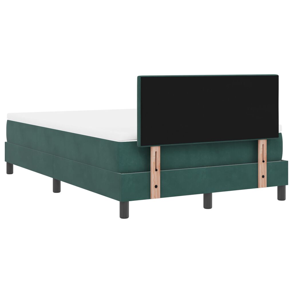 vidaXL Κρεβάτι Box Spring με Στρώμα Σκούρο Πράσινο 120x200 εκ. Βελούδο