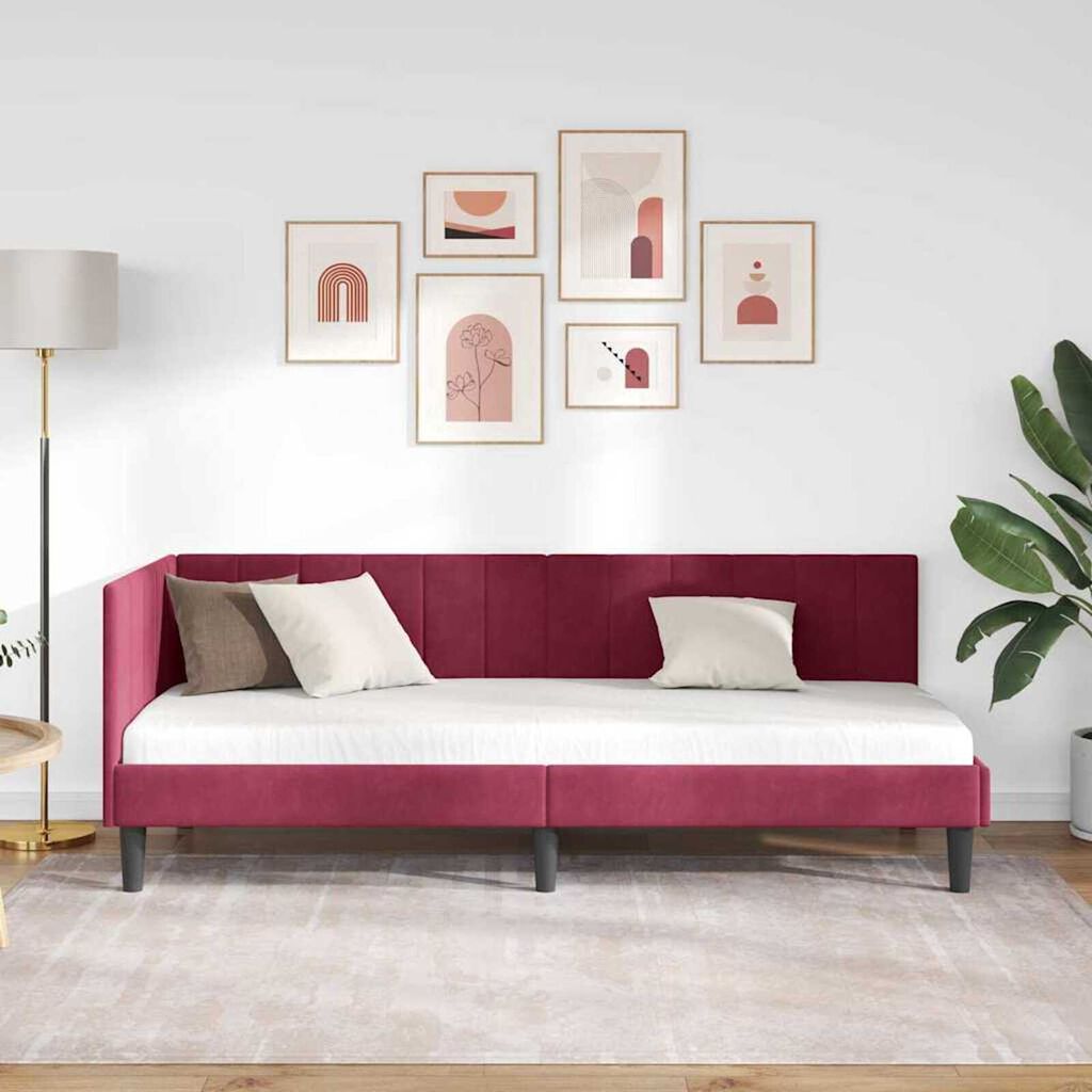vidaXL Κρεβάτι Γωνίας με κεφαλάρι Μπορντό 80 x 200 cm Βελούδο
