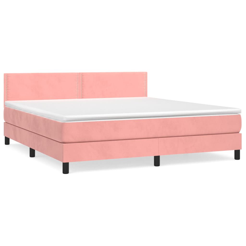 vidaXL Κρεβάτι Boxspring με Στρώμα Ροζ 160x200 εκ. Βελούδινο