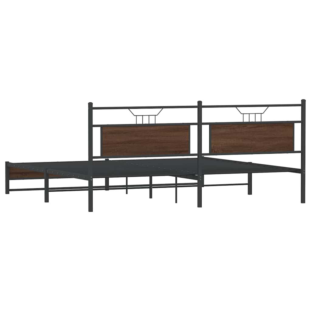 vidaXL Σκελετός Κρεβ. Χωρίς Στρώμα Καφέ Δρυς 193x203 εκ. Μεταλλικό