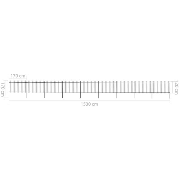 vidaXL Κάγκελα Περίφραξης με Λόγχες Μαύρα 15,3 x 1,2 μ. από Χάλυβα