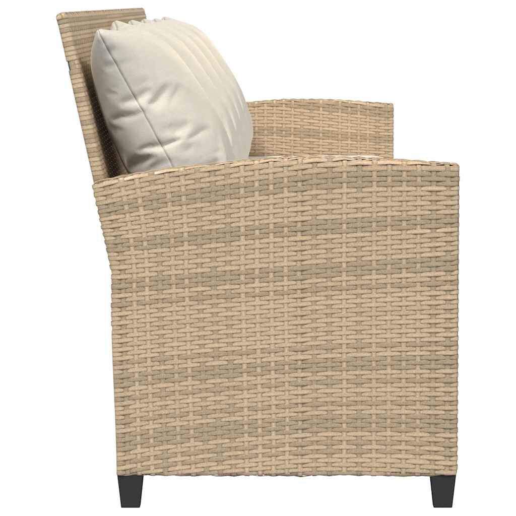 vidaXL Καναπές κήπου 5θέσιος με μαξιλάρια Μπεζ Poly Rattan