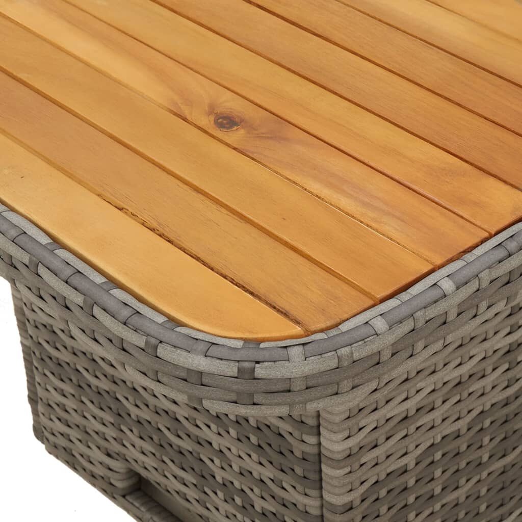 vidaXL Τραπέζι Κήπου Γκρι 90x55x71 εκ. Συνθετικό Ρατάν / Ξύλο Ακακίας