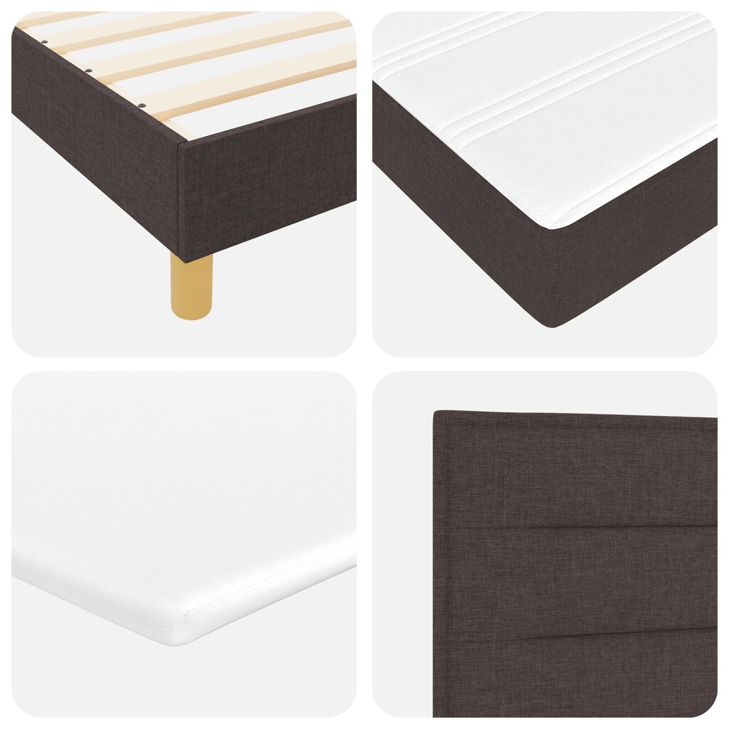 vidaXL Κρεβάτι Box Spring με Στρώμα Σκούρο Καφέ 80x200 εκ. Ύφασμα