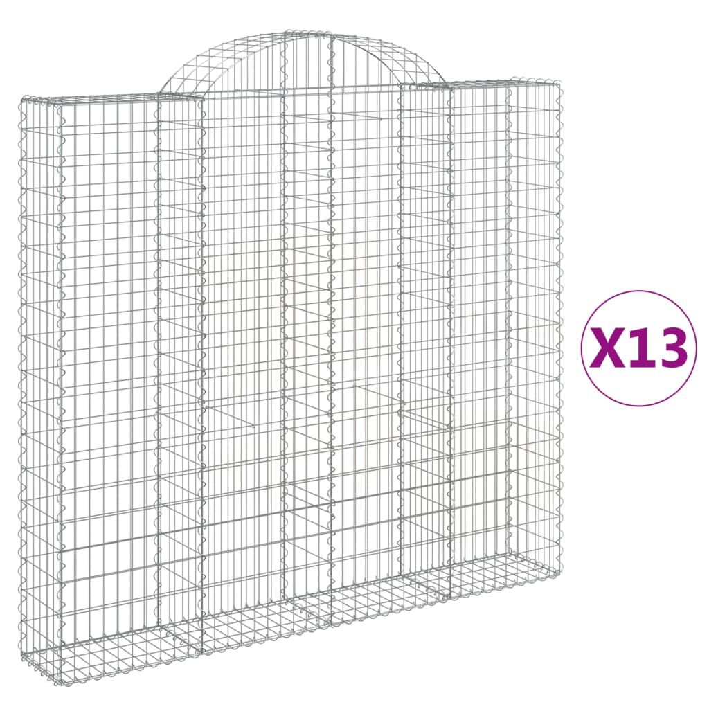 vidaXL Συρματοκιβώτια Τοξωτά 13 τεμ. 200x30x180/200 εκ. Γαλβαν. Ατσάλι