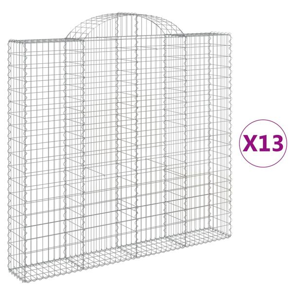 vidaXL Συρματοκιβώτια Τοξωτά 13 τεμ. 200x30x180/200 εκ. Γαλβαν. Ατσάλι