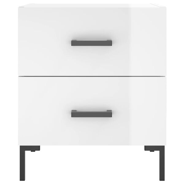 vidaXL Κομοδίνα 2 τεμ Γυαλ. Λευκό 40 x 35 x 47,5 εκ. από Επεξεργ. Ξύλο