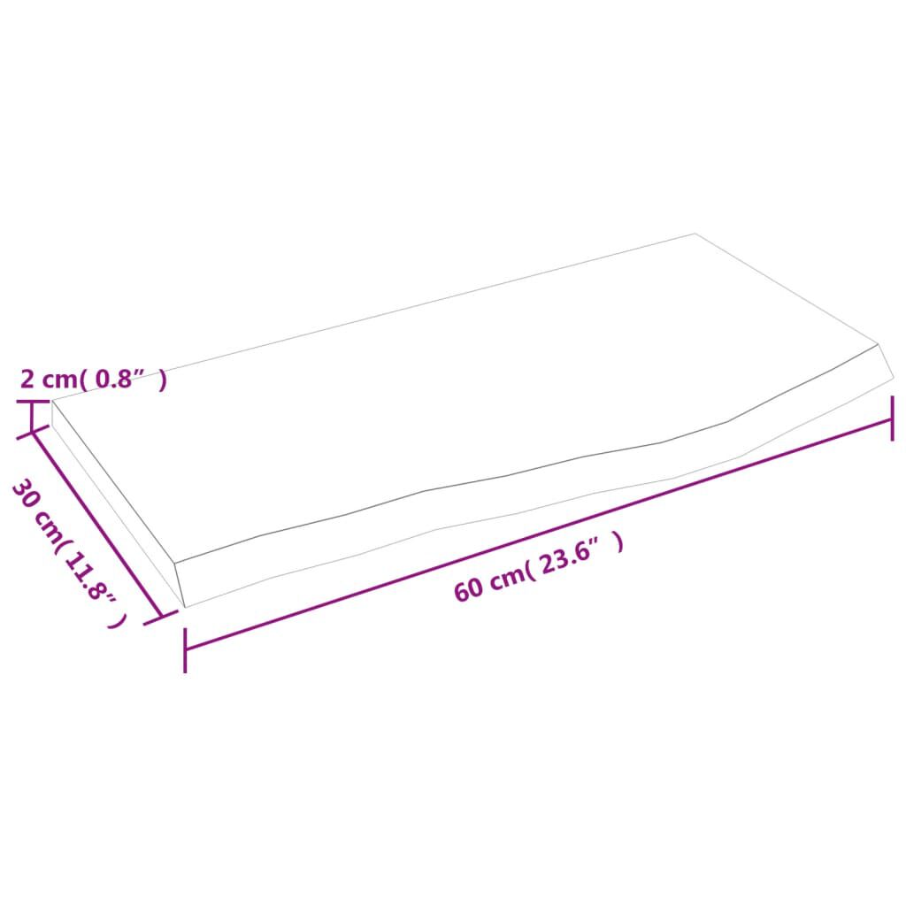 vidaXL Ράφι Τοίχου Σκούρο Καφέ 60x30x2 εκ. Επεξεργ. Μασίφ Ξύλο Δρυός