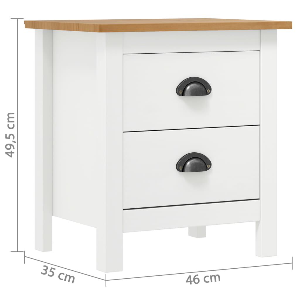 vidaXL Κομοδίνο Hill Λευκό 46 x 35 x 49,5 εκ. από Μασίφ Ξύλο Πεύκου