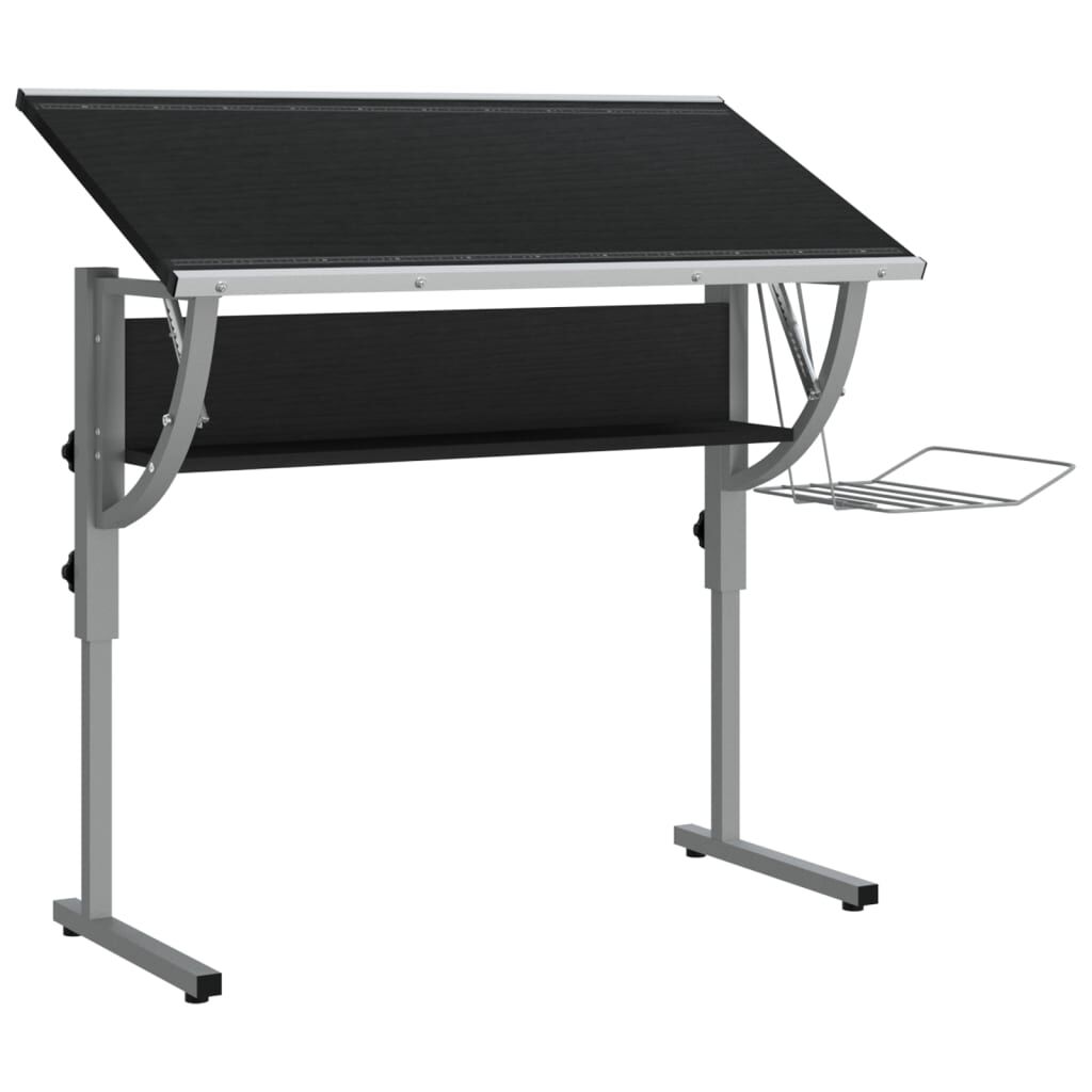 vidaXL Γραφείο Χειροτ. Μαύρο/Γκρι 110x53x(58-87) εκ. Επ. Ξύλο&Ατσάλι