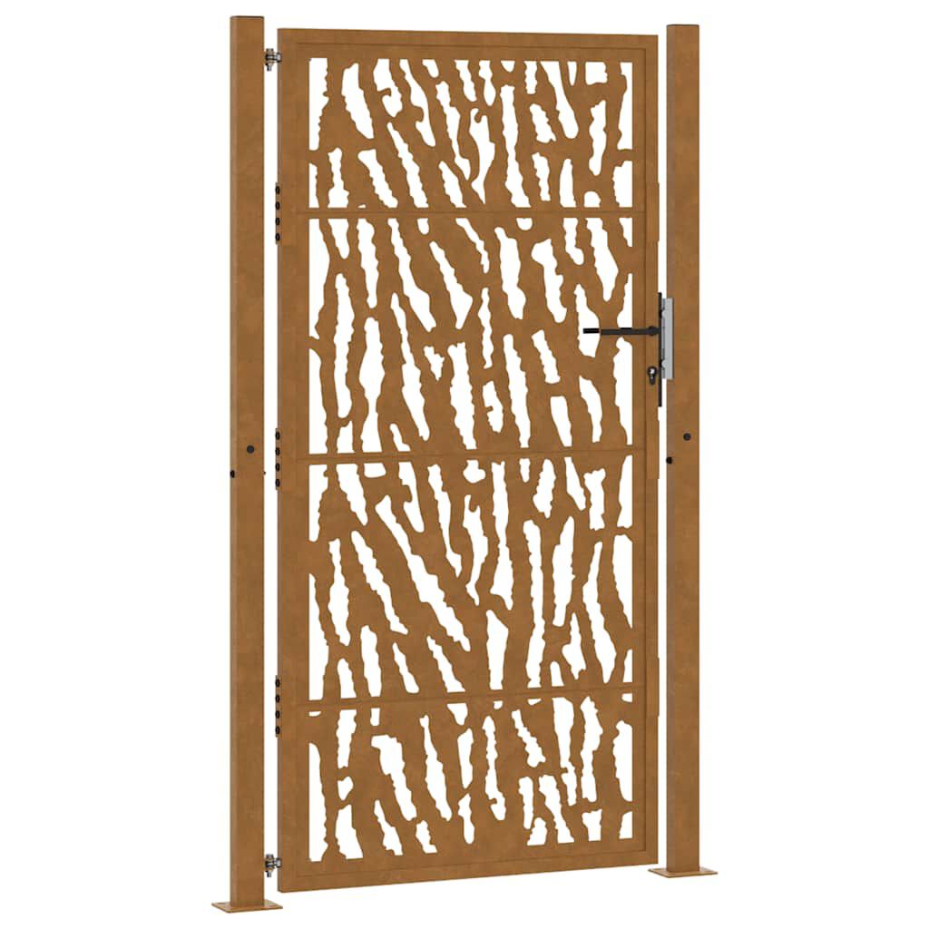 vidaXL Πύλη κήπου 105x180 cm από διαβρωμένο χάλυβα με σχέδιο ίχνος