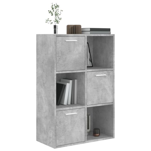 vidaXL Ραφιέρα με Ντουλάπια Γκρι Σκυροδέμ. 60x29,5x90 εκ. Επεξ. Ξύλο