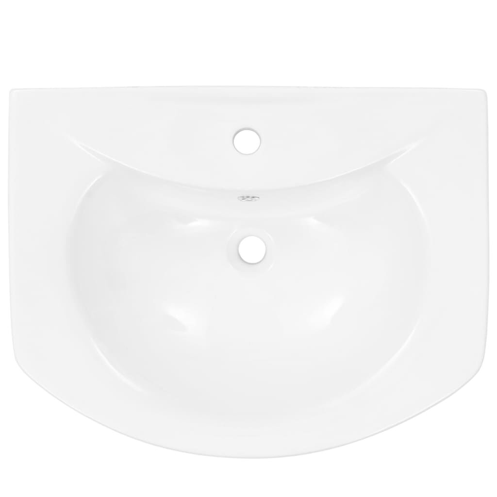 vidaXL Νιπτήρας Επιδαπέδιος με Κολόνα Λευκός 650x520x200 χιλ Κεραμικός
