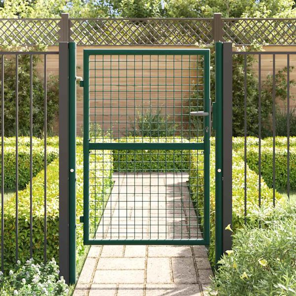 vidaXL Πόρτα Περίφραξης Πράσινη 100 x 125 εκ. Ατσάλινη