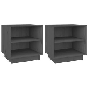 vidaXL Κομοδίνα 2 τεμ. Γκρι 40 x 34 x 40 εκ. από Μασίφ Ξύλο Πεύκου