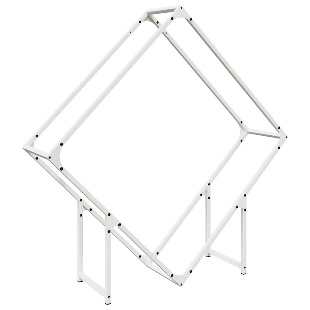 vidaXL Ράφι για καυσόξυλα Λευκό 100x25x100 cm Ατσάλι ψυχρής έλασης
