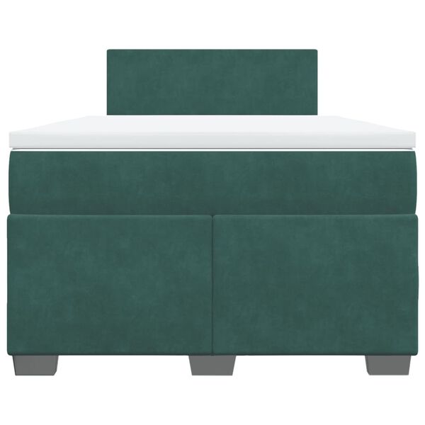 vidaXL Κρεβάτι Boxspring με Στρώμα Σκούρο Πράσινο 120x190εκ. Βελούδινο