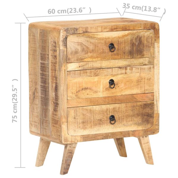 vidaXL Συρταριέρα 60 x 35 x 75 εκ. από Ακατέργαστο Ξύλο Μάνγκο