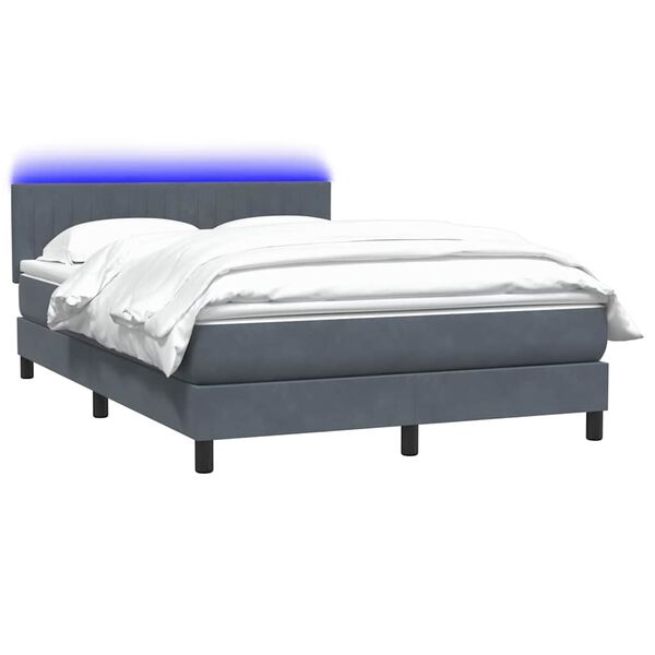 vidaXL &Kappa;&rho;&epsilon;&beta;ά&tau;&iota; Boxspring &mu;&epsilon; &Sigma;&tau;&rho;ώ&mu;&alpha; & LED &Sigma;&kappa;&omicron;ύ&rho;&omicron; &Gamma;&kappa;&rho;&iota; 140x210 &epsilon;&kappa;. &Beta;&epsilon;&lambda;&omicron;ύ&delta;&iota;&nu;&omicron;