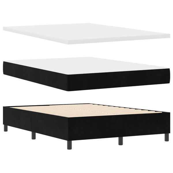 vidaXL Κρεβάτι με ελατήρια με κεφαλάρι Μαύρο 140 x 200 cm Βελούδο