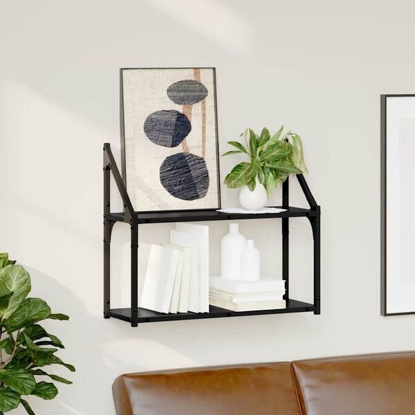 vidaXL Ράφι Τοίχου Μαύρη δρυς 60 x 21 x 51 cm Επεξεργασμένο ξύλο