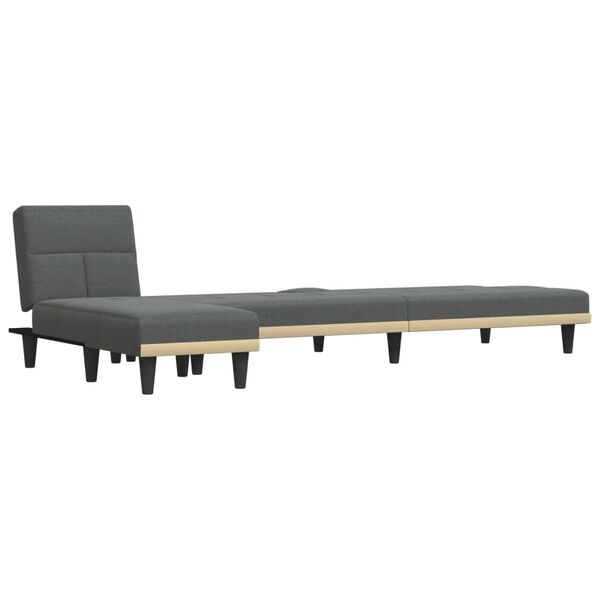 vidaXL Καναπές Κρεβάτι Γωνιακός Σκούρο Γκρι 255x140x70 εκ. Υφασμάτινος