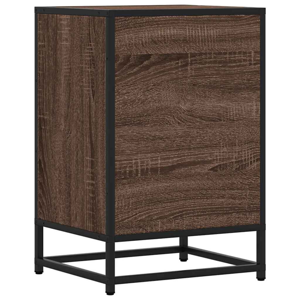 vidaXL Κομοδίνο καφέ δρυς 40x34,5x60cm Κατασκευασμένο ξύλο και μέταλλο