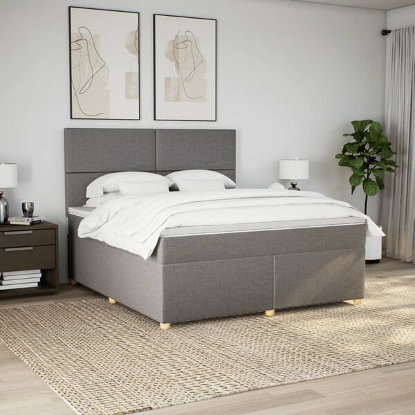 vidaXL &Kappa;&rho;&epsilon;&beta;ά&tau;&iota; Boxspring &mu;&epsilon; &Sigma;&tau;&rho;ώ&mu;&alpha; Taupe 180x200 &epsilon;&kappa;. &Upsilon;&phi;&alpha;&sigma;&mu;ά&tau;&iota;&nu;&omicron;