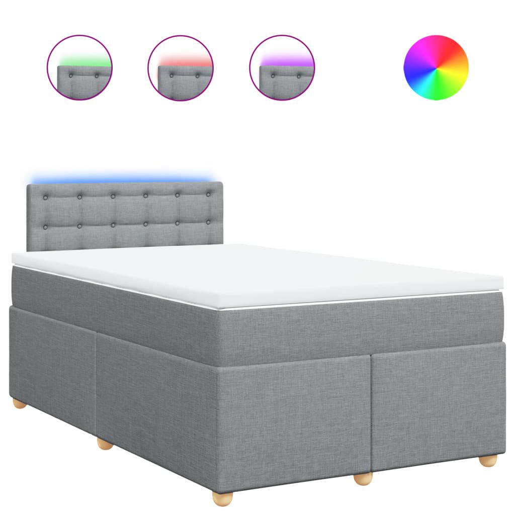vidaXL Κρεβάτι Boxspring με Στρώμα Ανοιχτό Γκρι 120x200 εκ. Υφασμάτινο