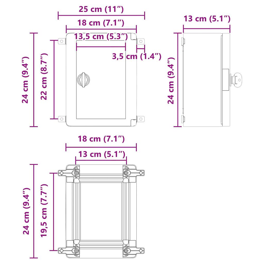 vidaXL Υποδιαβρωτικό Κάστρο IP65 Γκρι 18x13x24 εκ. ABS Πλαστικό
